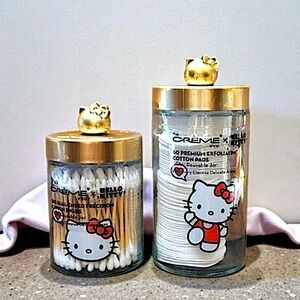 Hello Kitty Reusable Cotton Pads & Swabs Jar Set